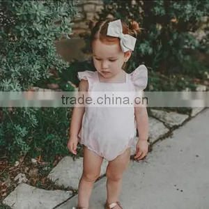 Baby Girl Romper Several Colors Ruffled Linen Fabric Baby Clothes Romper thumbnail-2