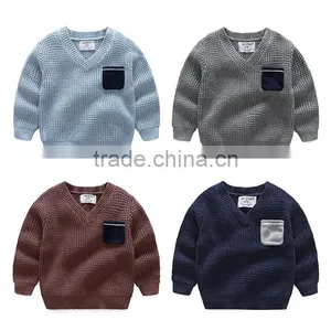 S33470W New Boy Sweaters Cotton Top Warm Knitted V-neck Sweater thumbnail-1
