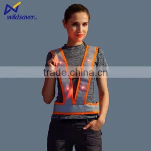 High Visibility Mesh Night Work Safety Vest With LED Lights thumbnail-3