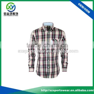 OEM 100%cotton Grid Patterm Mens Long Sleeve Casual Shirts thumbnail-1