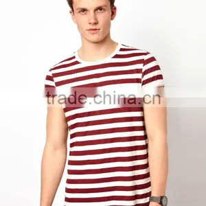 Crew Neck Stripe Tee Shirt For Men thumbnail-1