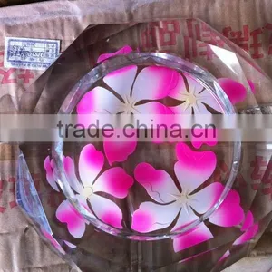 Pink Flower Large Crystal Ashtrays thumbnail-1