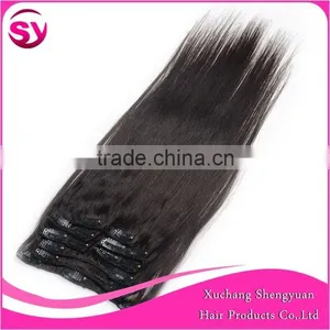 Wholesale European Market Cheap Hair Extensions Clip In Full Head, 100% Human Brazilian Virgin Hair Natural Color thumbnail-1
