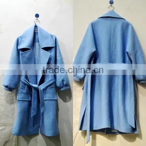 Woollen Coat Supper Start Lovely Style Blue Woollen Coat Factory Price thumbnail-4