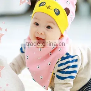 Unique Lovely Panda Pattern Cotton Infant Hat With Bibs thumbnail-3