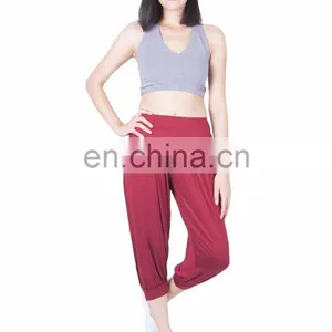 Women's Solid Capri Yoga Pants Rayon Spandex Harem Palazzo Trousers thumbnail-5