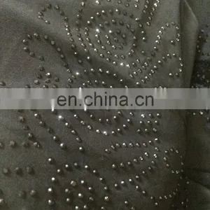 Black Lycra(Stretchable) + Velvet Diamond Stone Work Islamic Burqa / Casual Daily Wear Islamic Burkha thumbnail-3