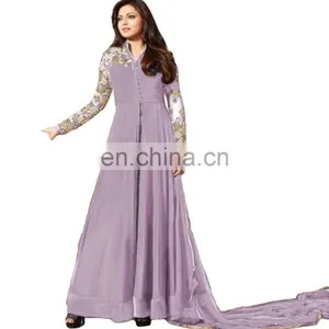 Women's Georgette Long Anrkali Style Salwar Kameez Designs 2018 (Semi Stitched) thumbnail-1