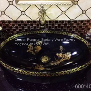2018 Hot Selling Ceramic Tabletop Square Sanitary Ware Luxury Good Quality Bathroom Art Wash Hand Basin Sink thumbnail-5