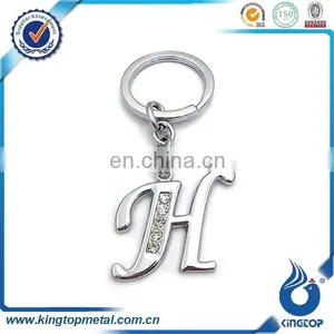 Custom Metal Letter H Keychain Alphabet Keyring With Acrylic Stone thumbnail-1