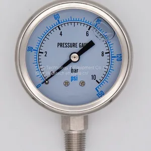 60mm All Stainless Steel Oil Filled Anti-shock Pointer Pressure Gauge With Dual Scale thumbnail-1