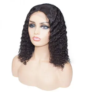 KHH Curly Lace Front Wig With Bangs Short Bob Human Hair Wigs Brazilian Remy Fringe Wig Pre Plucked With Baby Hair thumbnail-1