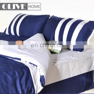 Factory Supply 100% Cotton Comforter Bed Cover Sets Luxury Silk Striped Sheets Bedding Set for Sale thumbnail-1