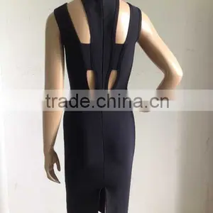 Summer Dress Wholesale 2015 New Fashion Elegant and Sey Women Black Strap Evening Party Bandage Dress Bandage Bodycon Women Wear thumbnail-3