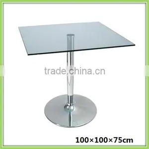 Modern New Design Square Metal Frame Glass Top Dining Table thumbnail-1