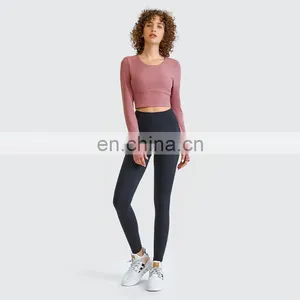 Customized Backless Built In Bra Yoga Crop Top Padded Gym Sportswear Training Workout Fitness Outwear For Women thumbnail-4
