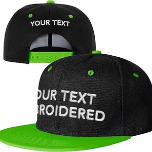 Custom Text Snapback Cap |Personalized Flat Brim Hats thumbnail-1