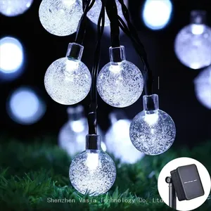 Warm White Solar Crystal Globe String Lights - Waterproof for Outdoor Landscape Garden Christmas Party Decor thumbnail-4