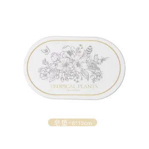 Highly Absorbent Quick Drying Floral Printing Diatomite Stone Bath Mat Set thumbnail-5