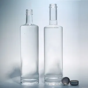 Wholesale 1000ml Empty Cork Sealed Clear Round Glass Liquor Bottle for Vodka Whisky Tequila Gin Rum Brandy thumbnail-1