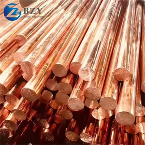 China Factory Large Size C1100 Pure Flat Copper Ground Bus Earthing Round Bar thumbnail-1