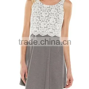 2015 China Manufacturer Customized the Latest Design A-line Lace Knit Women Dress thumbnail-2