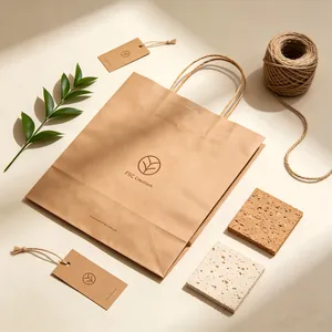 Custom Logo FSC Certified Recycled Kraft Paper Clothing Bags, Eco-Friendly Paper Shopping Bags With Twisted Handles for Apparel Stores thumbnail-2