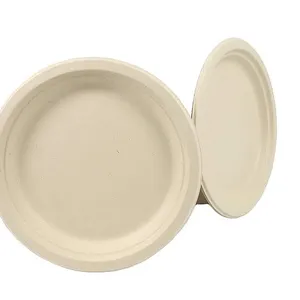 Heavy-Duty Molded Pulp Dinner Plate 8/10 Inch - Grease Resistant, Refrigerator Safe, Biodegradable, Custom OEM thumbnail-1