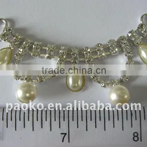 Glass Rhinestone Buckles With Plastic Pearl, Sew On Buckles thumbnail-1