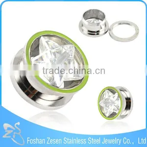 316L Big Star Zircon Body Jewelry Making Supplies Ear Plugs Tunnel thumbnail-1