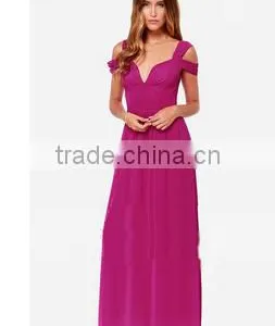 Women's Cute Purple V-Neck Dress thumbnail-1