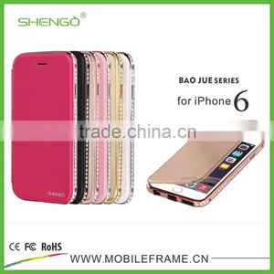 Wholesale Diamond PU Leather Flip Case for IPhone 6 thumbnail-1