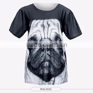 2015 New Latest Factory Small Quantity Wholesale Free Size Custom Printed Blank T-shirt Pug for Ladies Fashion Wear thumbnail-5