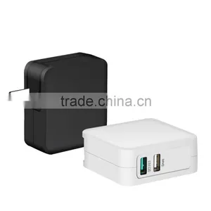 Good Quality 5V 2.4A Dual USB QC2.0 or QC3.0 With IC Smart USB Wall Charger With EU US UK Plug thumbnail-1
