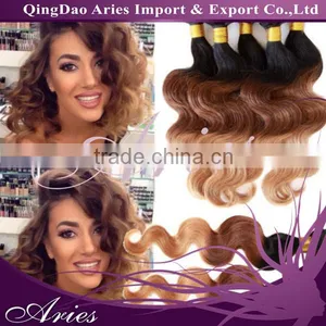 Grade 7A Peruvian Virgin Hair Body Wave Three 3 Tone Ombre Hair Extensions Unprocessed Peruvian Body Wave Virgin Hair thumbnail-3