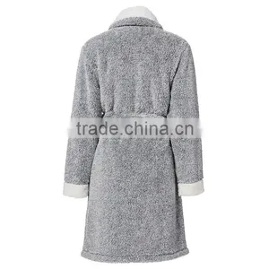 Wholesale 100% Polyester Heather Grey Winter Warm Mens Coral Fleece Sleep Robe thumbnail-2