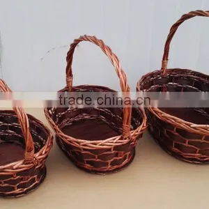 Set of 3 New Style Oval Willow Baskets With Board Bottom thumbnail-1