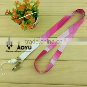 Decorative Pink Camouflage Pattern Printed Custom Lanyard thumbnail-1