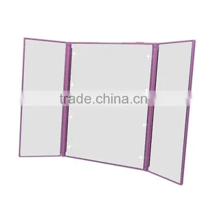 Plastic Three Way Square Makeup Vanity Mirror With Lights Supplier's Choice thumbnail-1