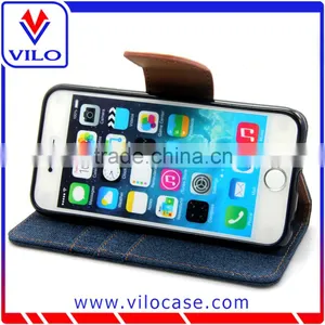 High Quality Jean Cloth Leather Case for IPhone 6S, Flip Stand Phone Cover for IPhone 6s thumbnail-2