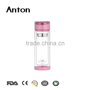 10oz High Quality Glass Bottle With Tea Straier Double Wall Glass Water Bottle With Tea Filter Infuser thumbnail-1