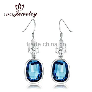 2014 New Design 925 Silver Colorful Glass Jewelry Drop Earrings,glass Double Facted Cut Cushion Earrings thumbnail-1