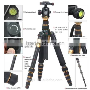 Q-666C Portable Professional Carbon Fiber Tripod &Ball Head for DSLR Camera thumbnail-2