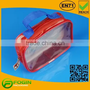 Red Pvc Makeup Travel Bag With Handle thumbnail-2