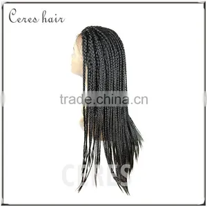 Micro Braids Silk Lace Front Wig Afro-African Box Braided Wig Black/wine Red/mixed Color Three Colors for Your Choice thumbnail-1