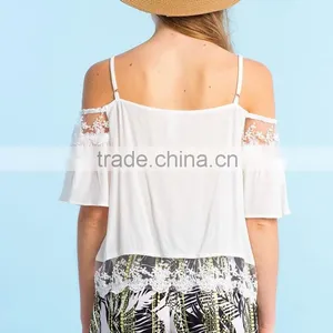 New Design Drop Neck Lace Shirt Ladies Top Selling Products 2015 Summer Style Made In China thumbnail-3