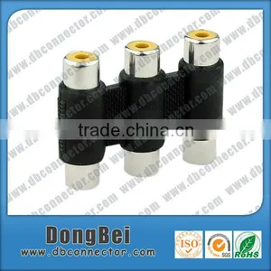 CATV 3 Way Waterproof Connector 3 Rca Jacks to 3 Rca Jacks thumbnail-1