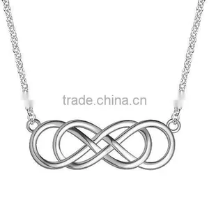 Valentines 925 Sterling Silver Double Infinity Love Pendant Necklace Jewelry thumbnail-1