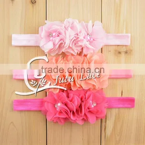 Elastic Pearls Headband With Mini Rhinestone Petals Flower and Elastic Ribbon, Mini Crystal Flower Hair Accessories thumbnail-3