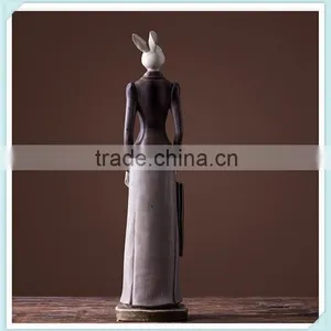 Resin Rabbit Lady and Sir Statue Gentleman Unique Rabbit Figurine for Home Decor thumbnail-2